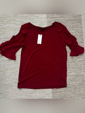 BOLD elements Ruffled Sleeve Blouse - Burgundy